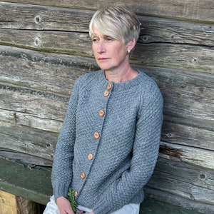 Vintage women sweater, Natural wool buttoned cardigan, Hand knit sweater, Vintage womens woolen jacket, Eco woolen short alpaca cardigan gray