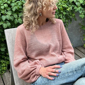 Elegant mohair wool lightweight women pullover sweater, Wedding day bridal balloon sleeve mohair sweater, Bridal cover up top FLORENCE