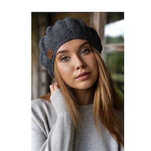 French Style Woolen Beret, Hand Knitted Soft Organic Alpaca Wool Hat for Women, Gift for Mother