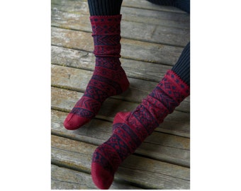 Ready to Ship Size 42-44 Hand Knitted Hygge Merino Wool Socks, Men's Long Woolen Socks, Socks for Husband