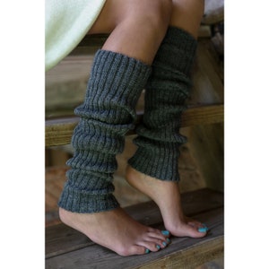 Calentadores de piernas de lana 100% Merino tejidos a mano, calcetines Welly hasta la rodilla para mujer, calentadores de piernas de Pilates de yoga sin pies de lana suave, regalo para amantes del yoga