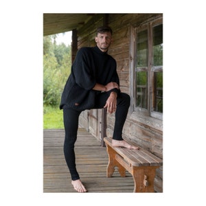 Men s Leggings Knitted Natural Merino Wool Leggings Men s Yoga
