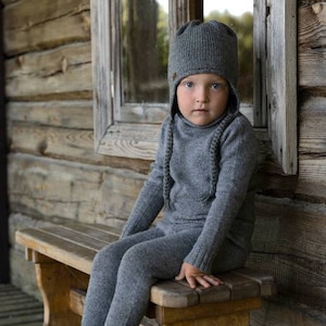 Maglione a collo alto in lana merino per bambini, caldo top primaverile in lana, moda per bambini Hygge