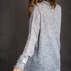 Loose knit sweater Mohair oversized pullover Gray mohair long sweater for women image 7