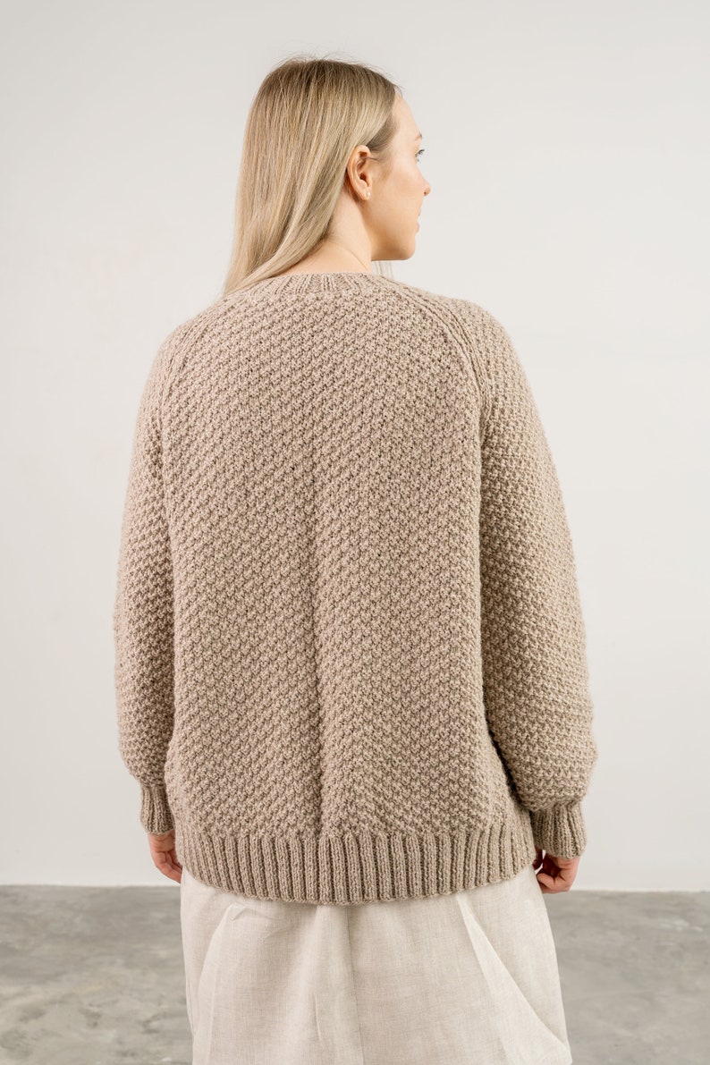 Vintage women sweater, Natural wool buttoned cardigan, Hand knit sweater, Vintage womens woolen jacket, Eco woolen short alpaca cardigan image 8