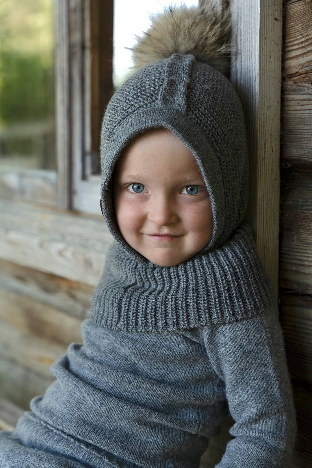 Passamontagna per bambini in lana merino con pompon in - Etsy Italia