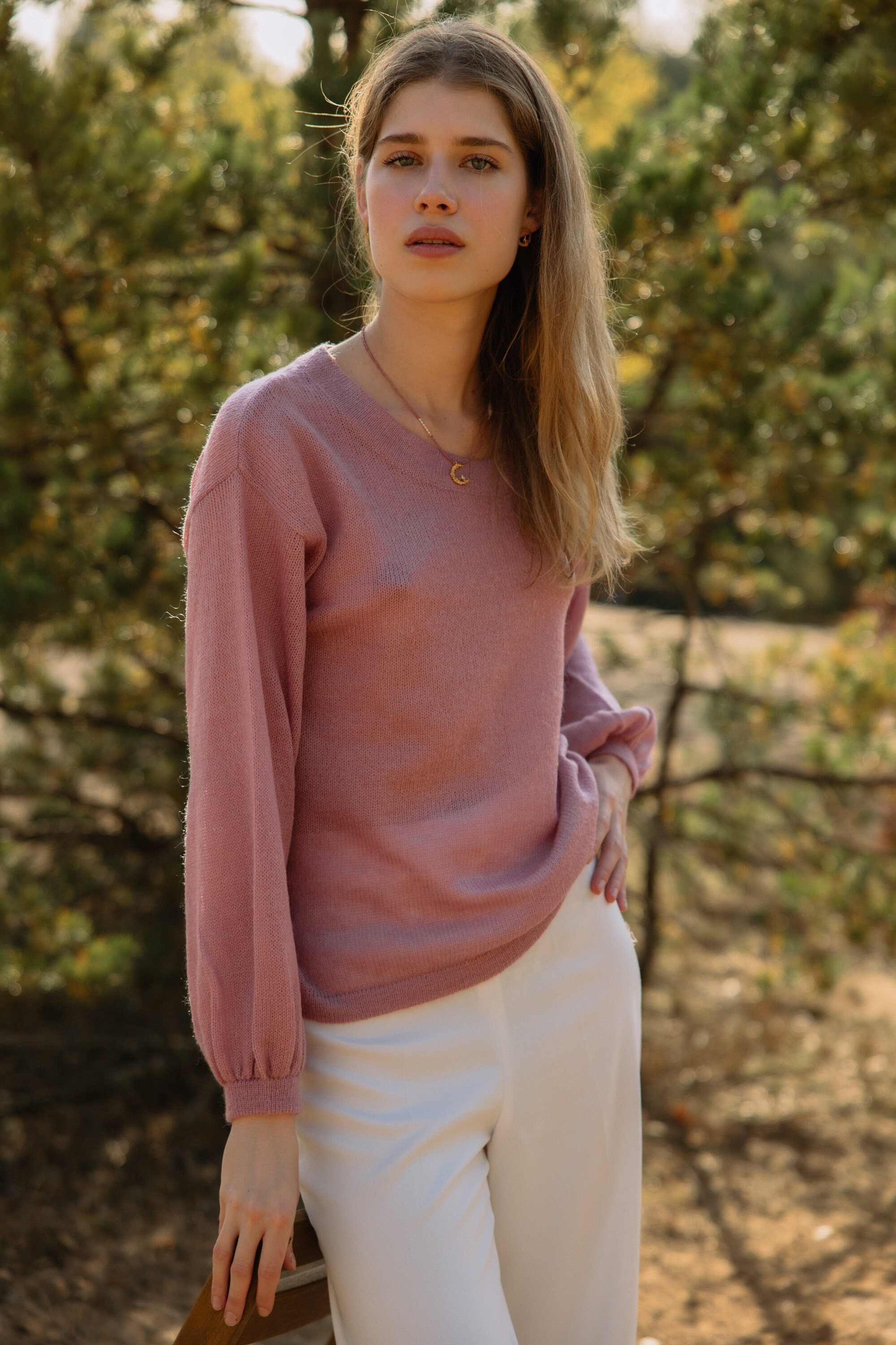 Lightweight balloon sleeve women mohair pullover sweater, Elegant mesh ligh knitting mohair yarn top, Wedding guest sweater, Trendy mesh top