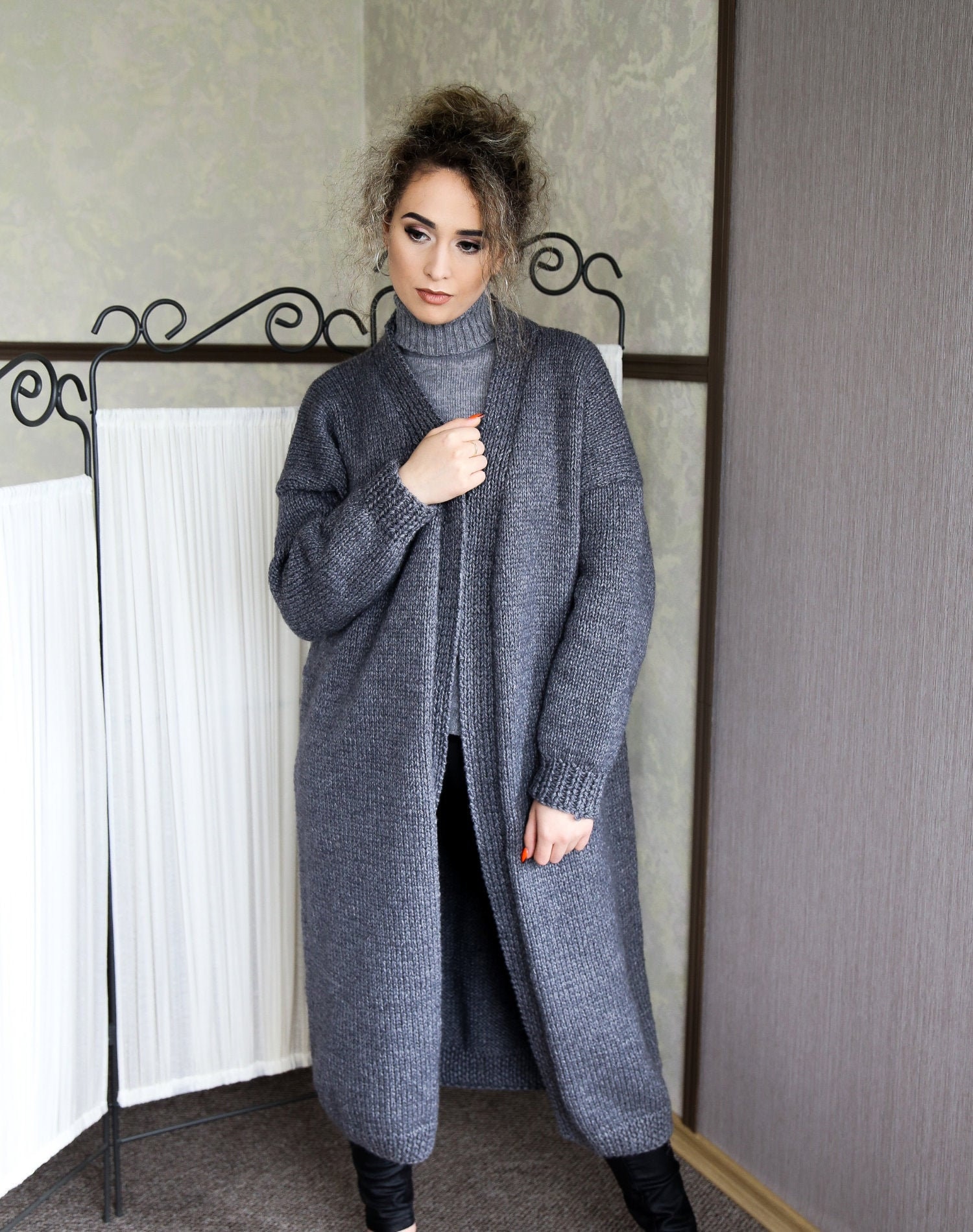 soyy. minimal mohair cardigan (GRAY)