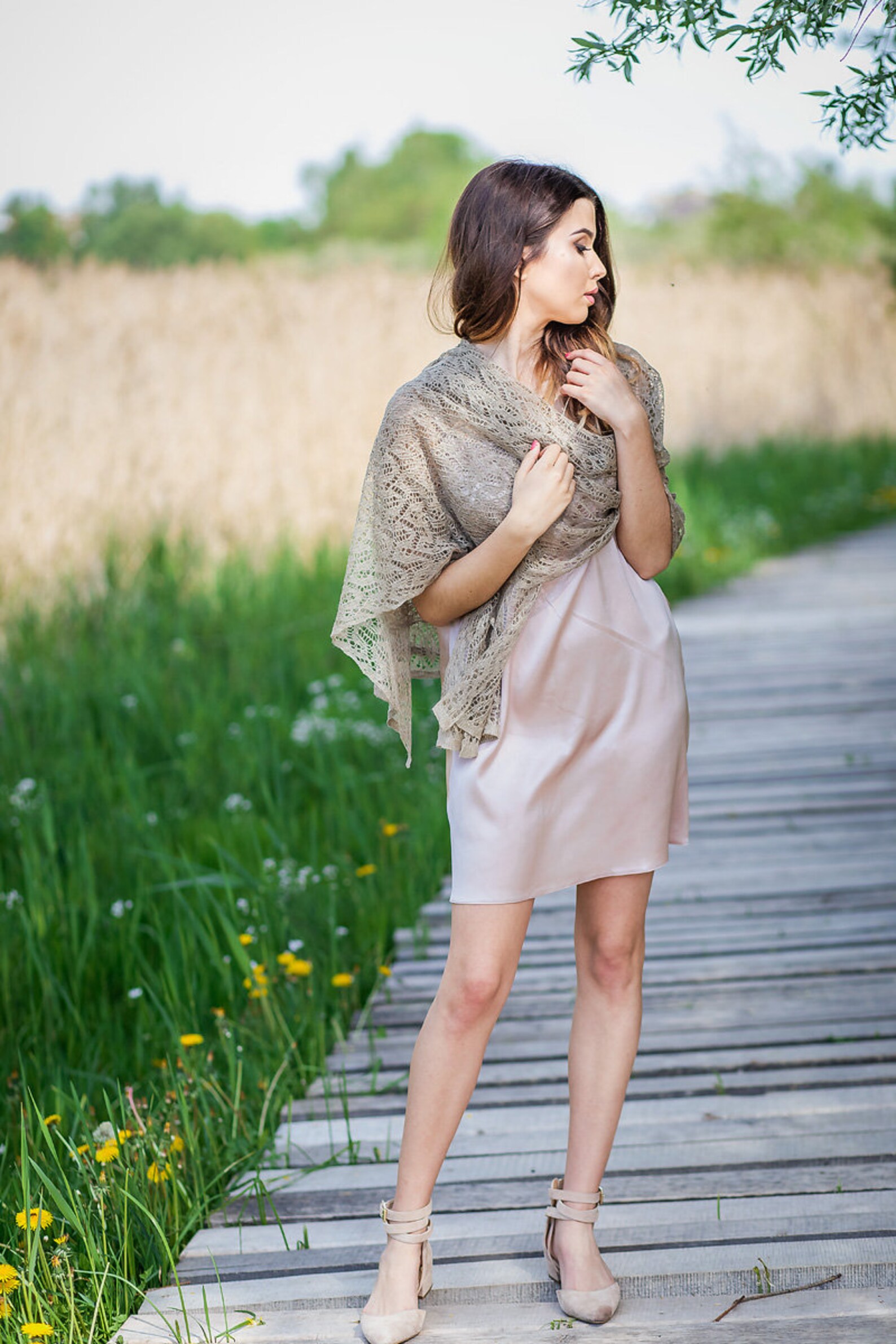 lightweight shawl with sleeves