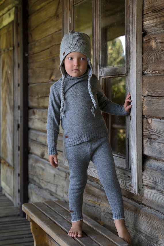 Hand Knitted Soft Merino Wool Kids Hat Gray Unisex Children Cap Minimalist Woolen Toddler Hat Etsy Canada