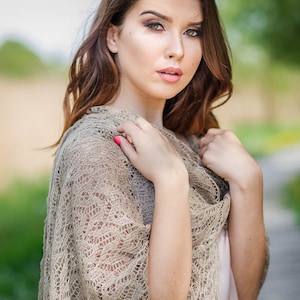 Pure Linen Lightweight Shawl, Sustainable Knitted Accessory for Women, Hand Knitted Luxury gift