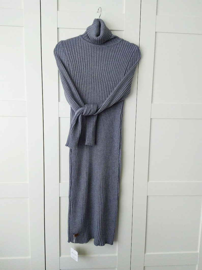 Long 100/% Merino Wool Turtleneck Sweater Dress Soft Hand Knitted Christmas Dress in Red Natural Wool Maxi Dress