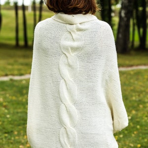 Pure Merino Oversized Poncho, Womens Hand Knitted One Size Warm Poncho, Soft Woolen Jumper image 5