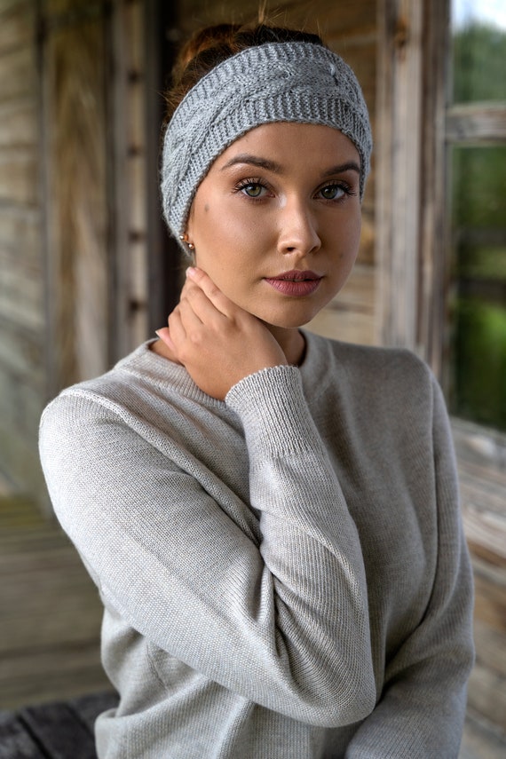 Wide warm women's wool headband grey Accessories Hair Accessories Headbands & Turbans 