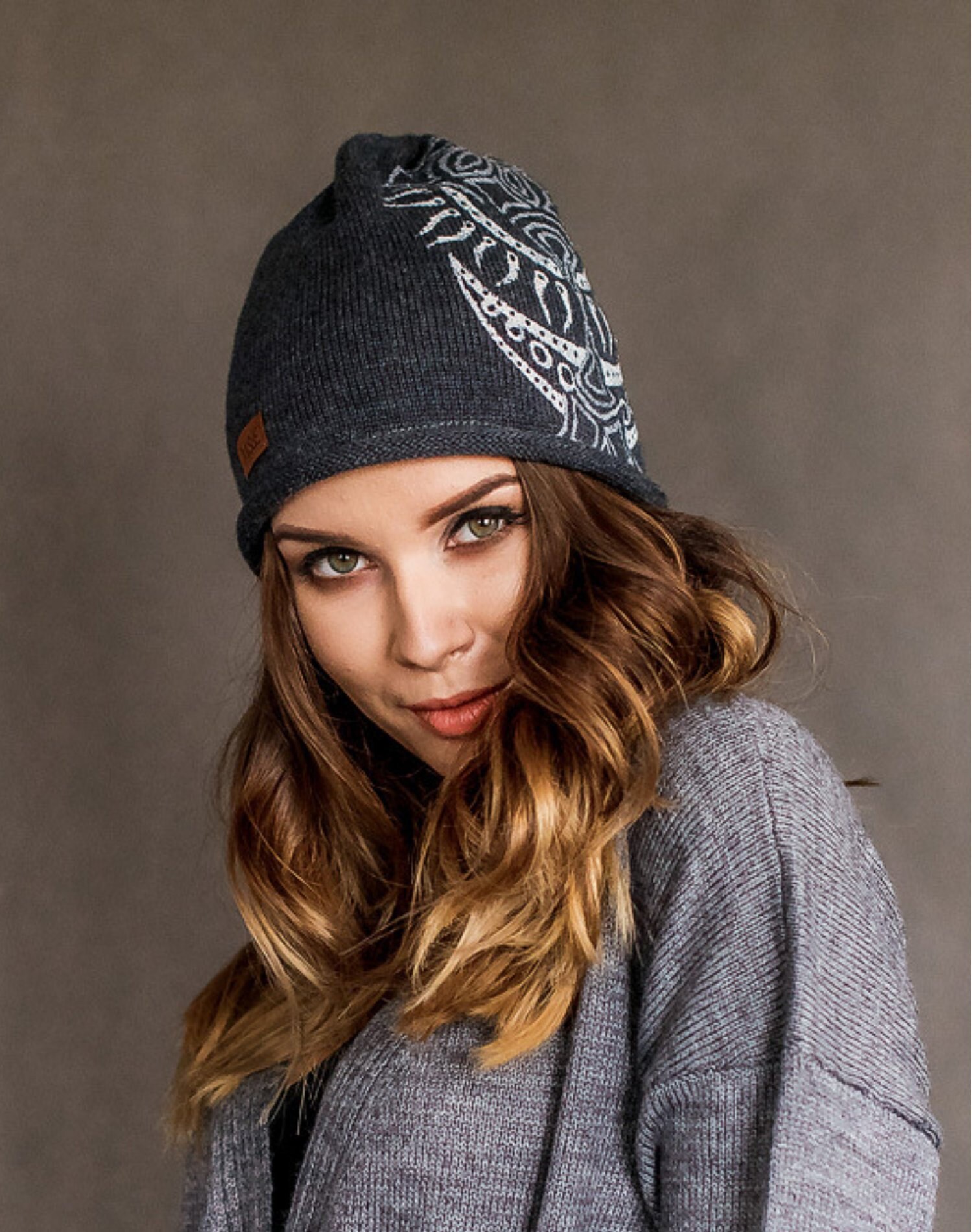 Merino Wool Beanie Hat Wearable Art 