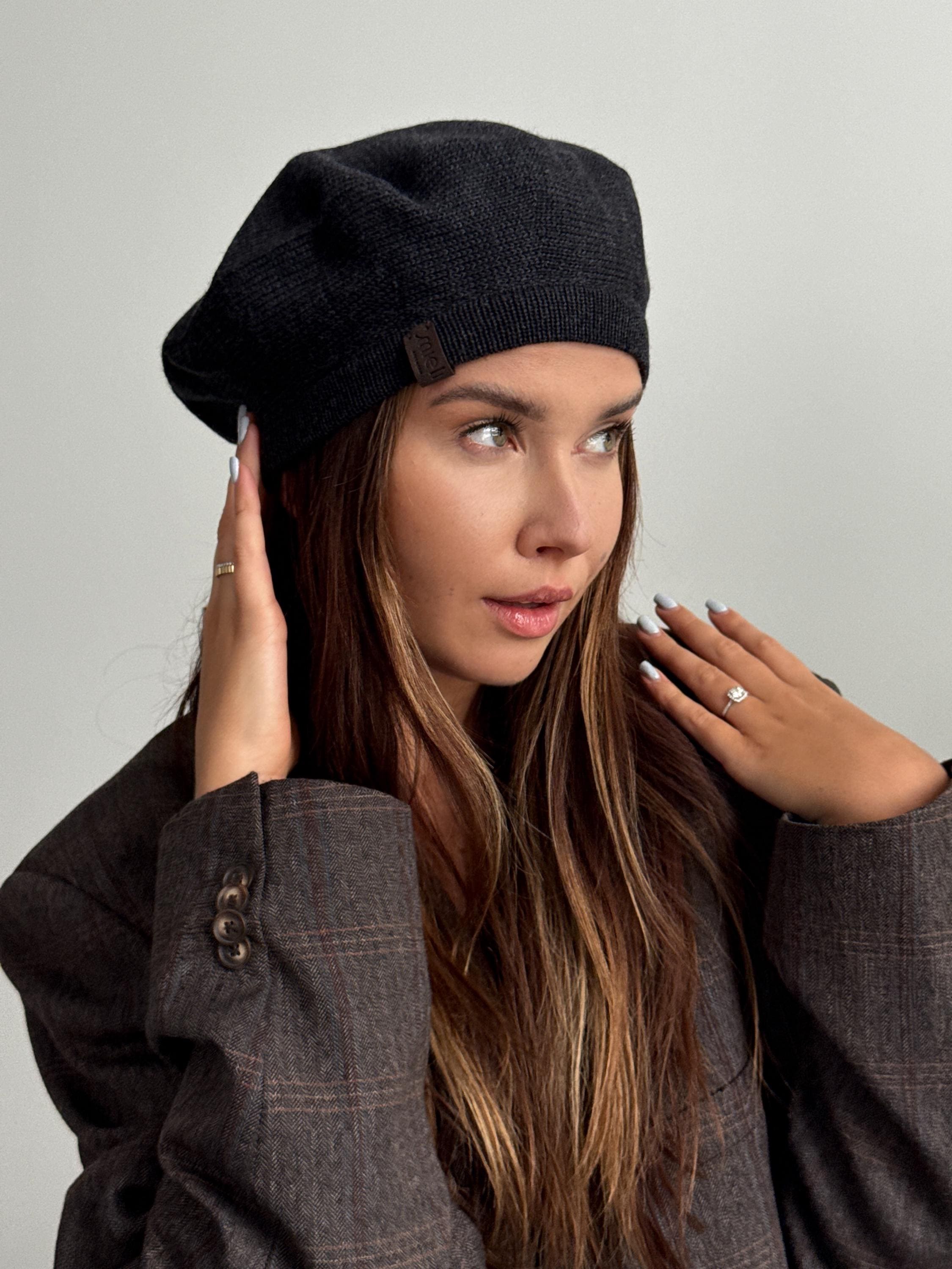 Beret Hat Merino Wool Knit Beret Women Tam Hat Chemo Hat Slouchy