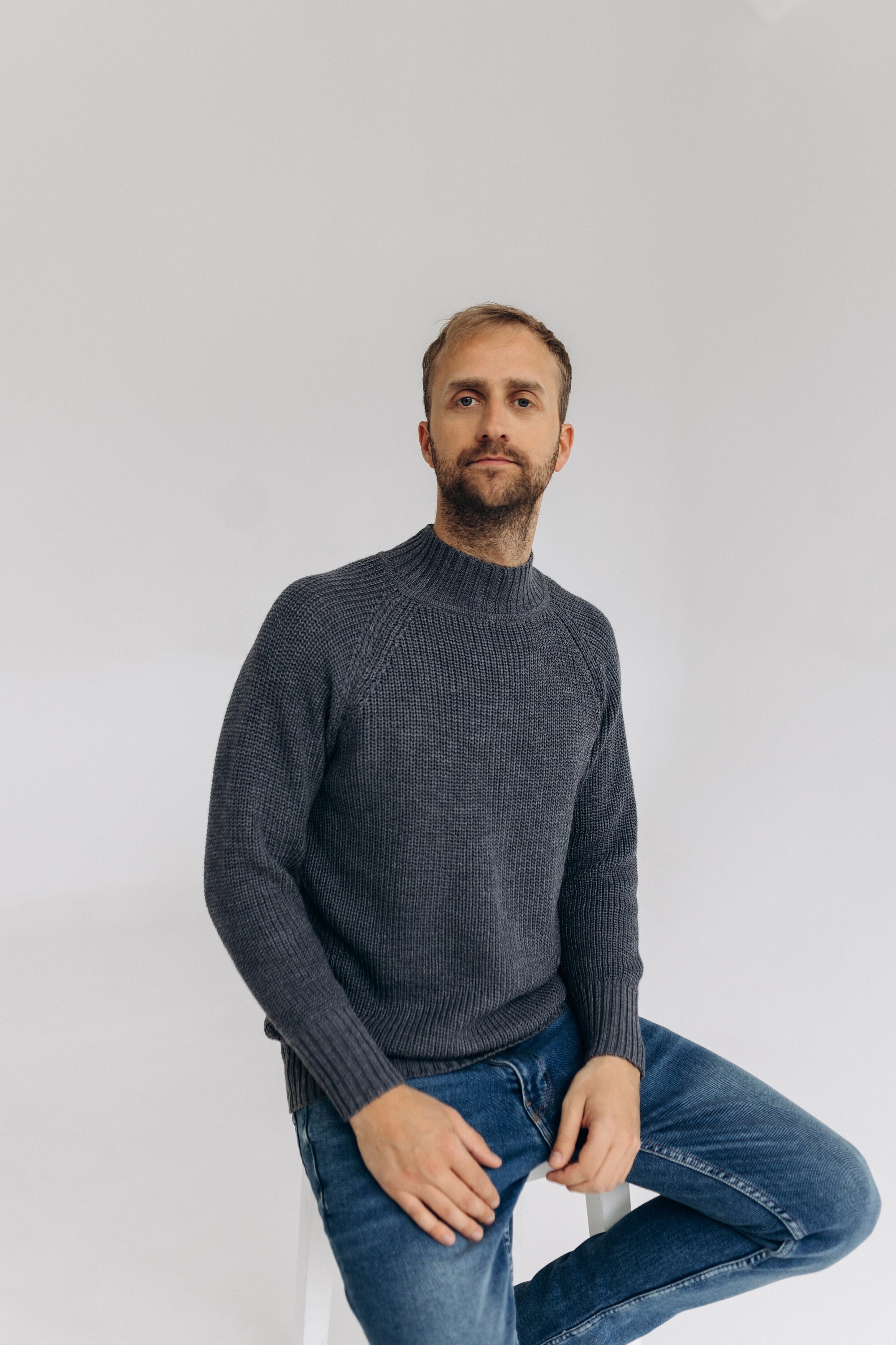 Buy Dark Grey 100% Merino Wool Pullover Sweater for Men