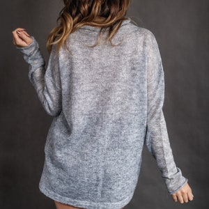 Loose knit sweater Mohair oversized pullover Gray mohair long sweater for women image 8