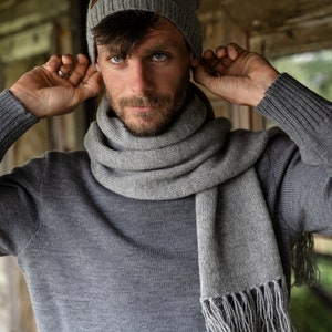 Suéter de cuello alto para hombre, Jersey de lana tejido a mano para hombre, Suéter submarino, Prendas de punto de lana merino para hombre imagen 7