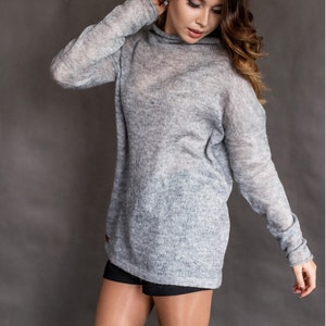 Loose knit sweater Mohair oversized pullover Gray mohair long sweater for women image 6