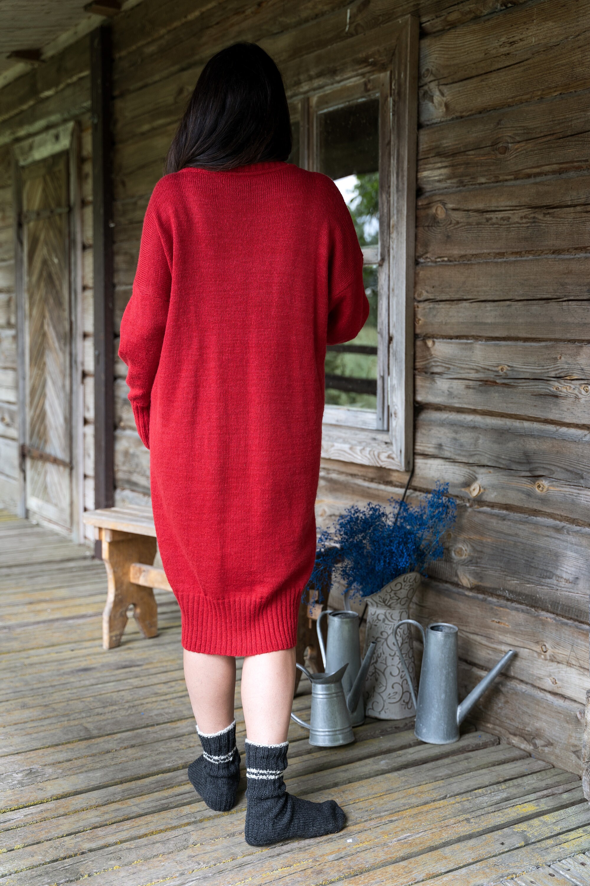 Cosy Turtleneck Dress for Woman, Maternity Period Dress, Christmas Dress  for Pregnant Woman, Hand Knitted Merino Jumper Dress in Red - Etsy Hong Kong