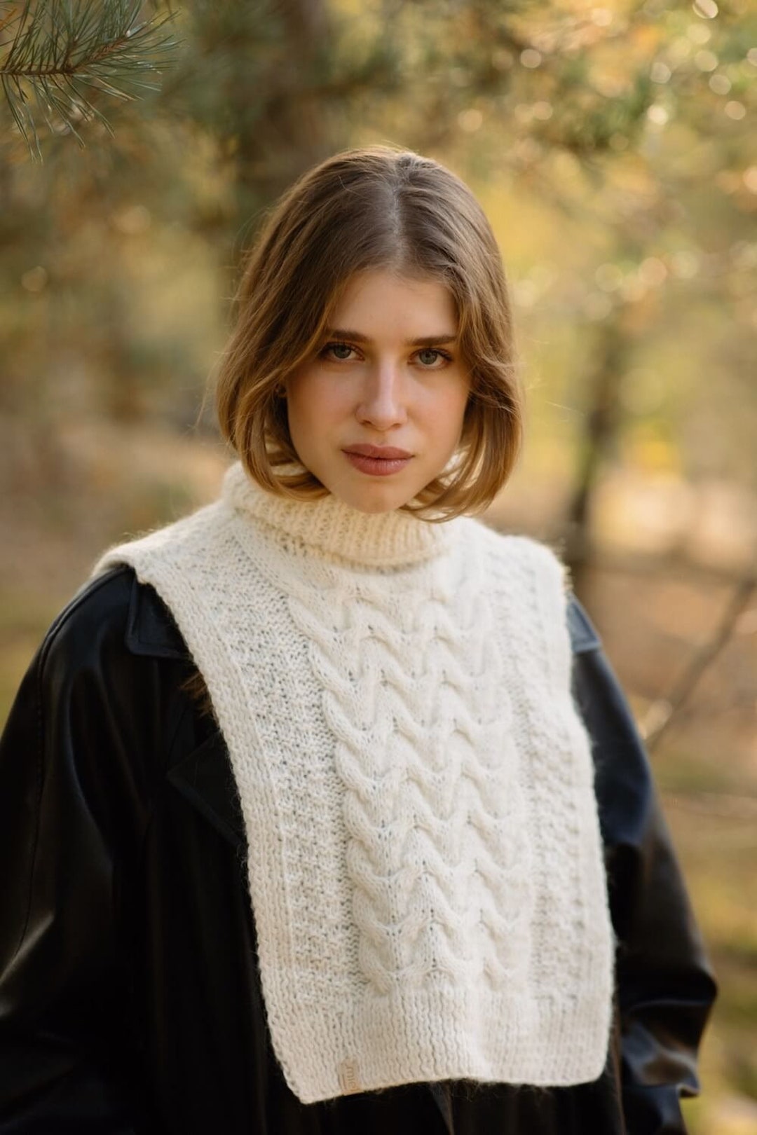 Poncho In Maglia Irlandese Di Lana Merino Per Donna - Fatto A Mano In Irlanda, Cavo Aran, Scollo A V, Morbido E Caldo