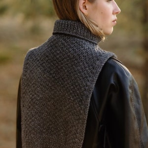 Merino wool collar, Hybrid bib collar vest, Women knitted collar, Warm alpaca wool bib scarf, Open side merino vest, Vintage accessories image 9