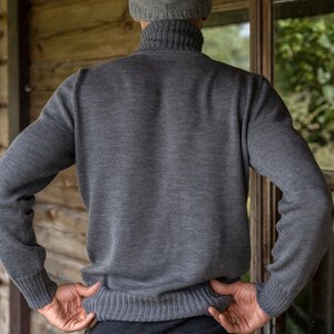 Suéter de cuello alto para hombre, Jersey de lana tejido a mano para hombre, Suéter submarino, Prendas de punto de lana merino para hombre imagen 4