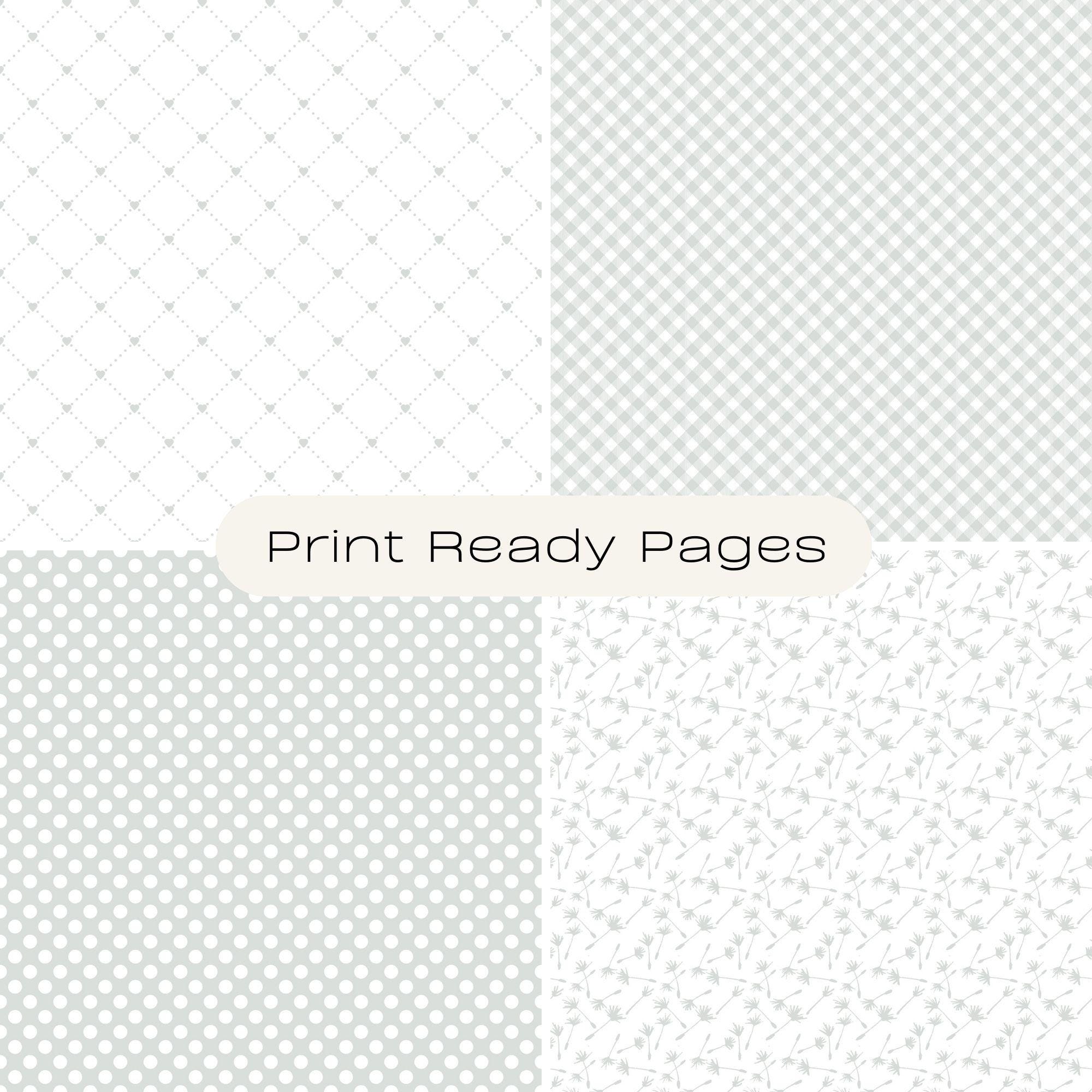 Pastel Green Digital Paper Pack, Gingham Floral Seamless Patterns, Soft ...