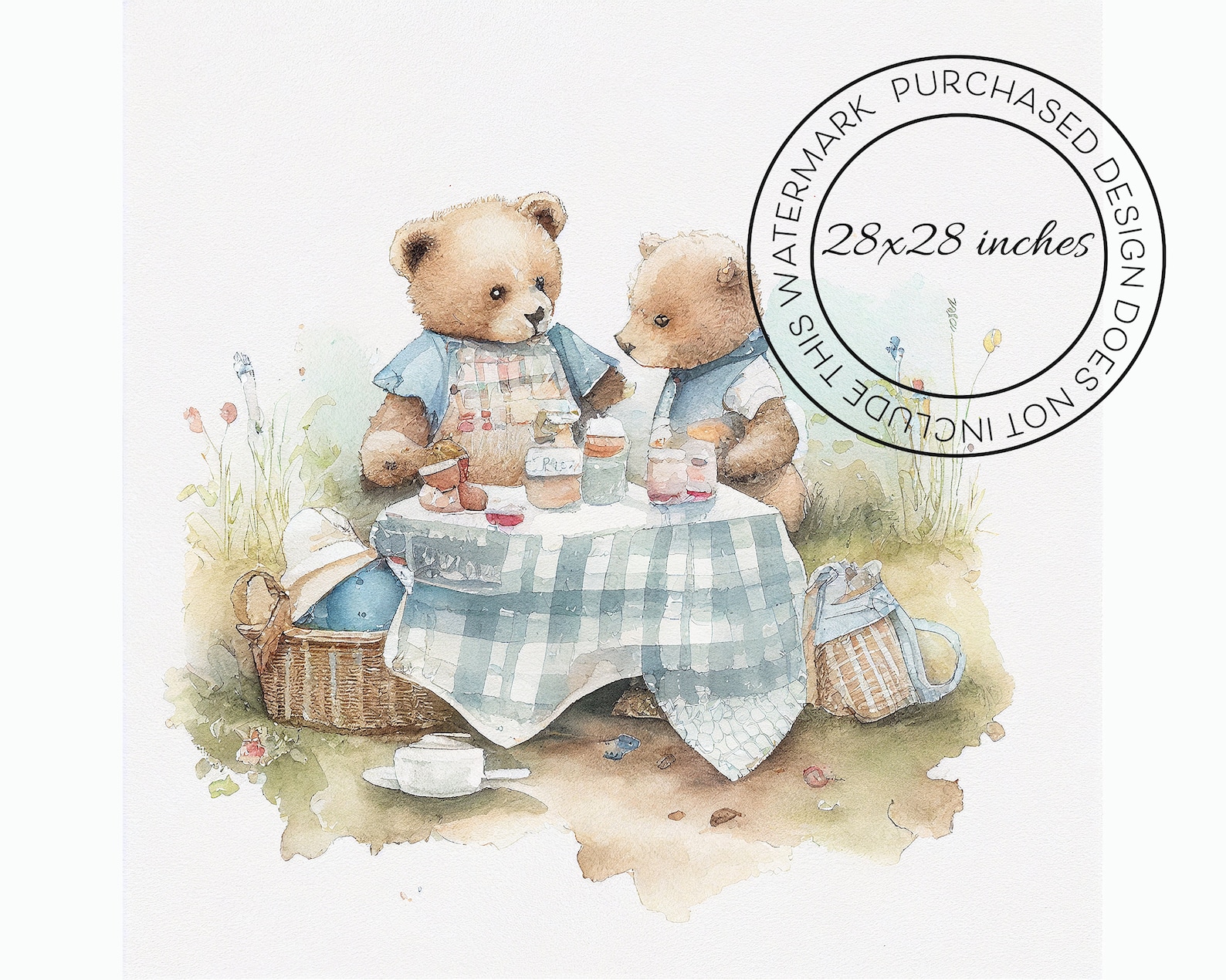 Teddy Bear Picnic Clipart, Set of 5 Digital Prints, Playroom Room Decor ...