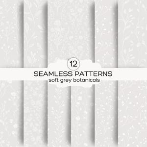 Bridal Floral Seamless Pattern: Soft White & Grey (12x12 JPG Digital Download)
