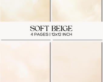 Soft Beige Watercolor Texture Backgrounds, Neutral Pastel Paper Pack Junk Journal, Scrapbooking, Paper Crafts