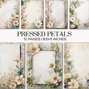 Pressed Petals Junk Journal Pages, Vintage Floral Ephemera (Digital Download)
