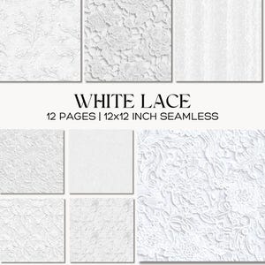 White Lace Digital Paper Pack, Seamless Bridal Patterns, Junk Journal Background, Scrapbook Ephemera, Wedding Fabric Repeat Design