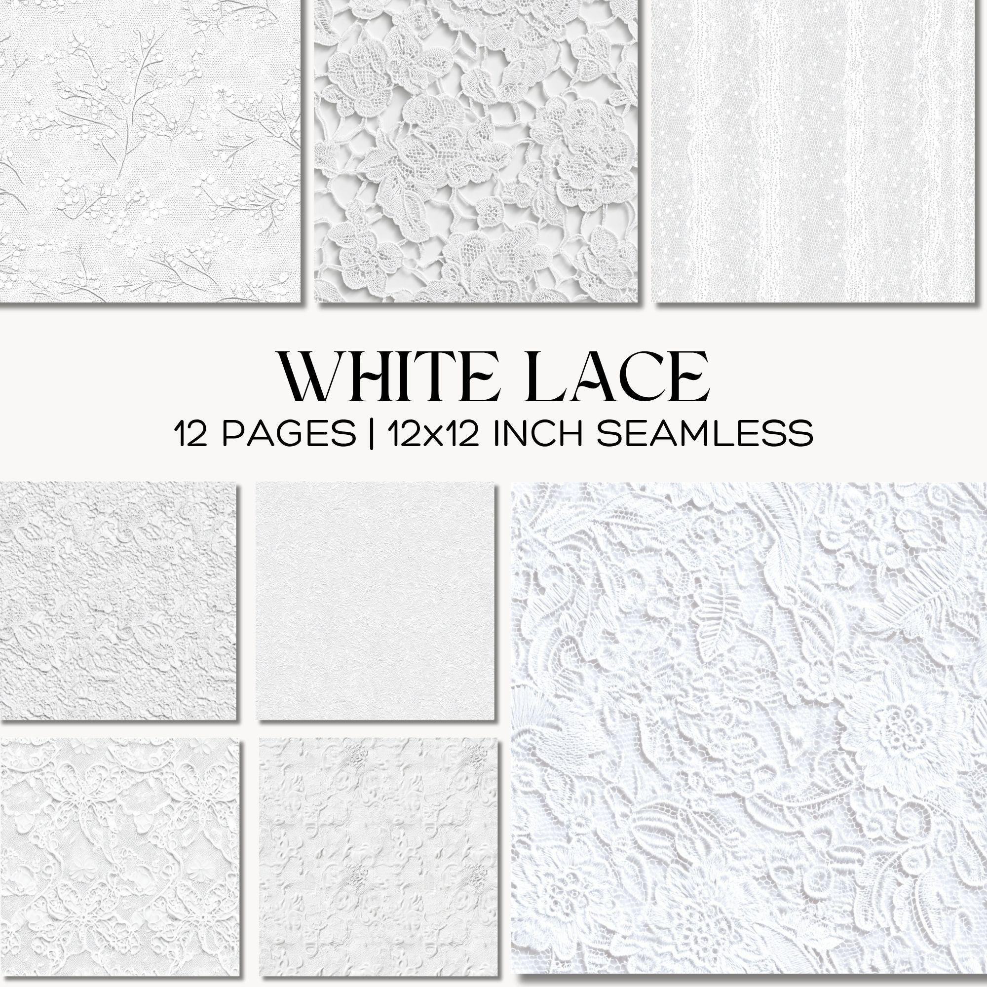 White Lace Digital Paper Pack, Seamless Bridal Patterns, Junk Journal ...