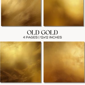 Old Gold Textured Backgrounds, Grunge Metallic Digital Papers, 12x12 Inch Gold Texture Set for Junk Journals, Scrapbooking Pages & Crafts