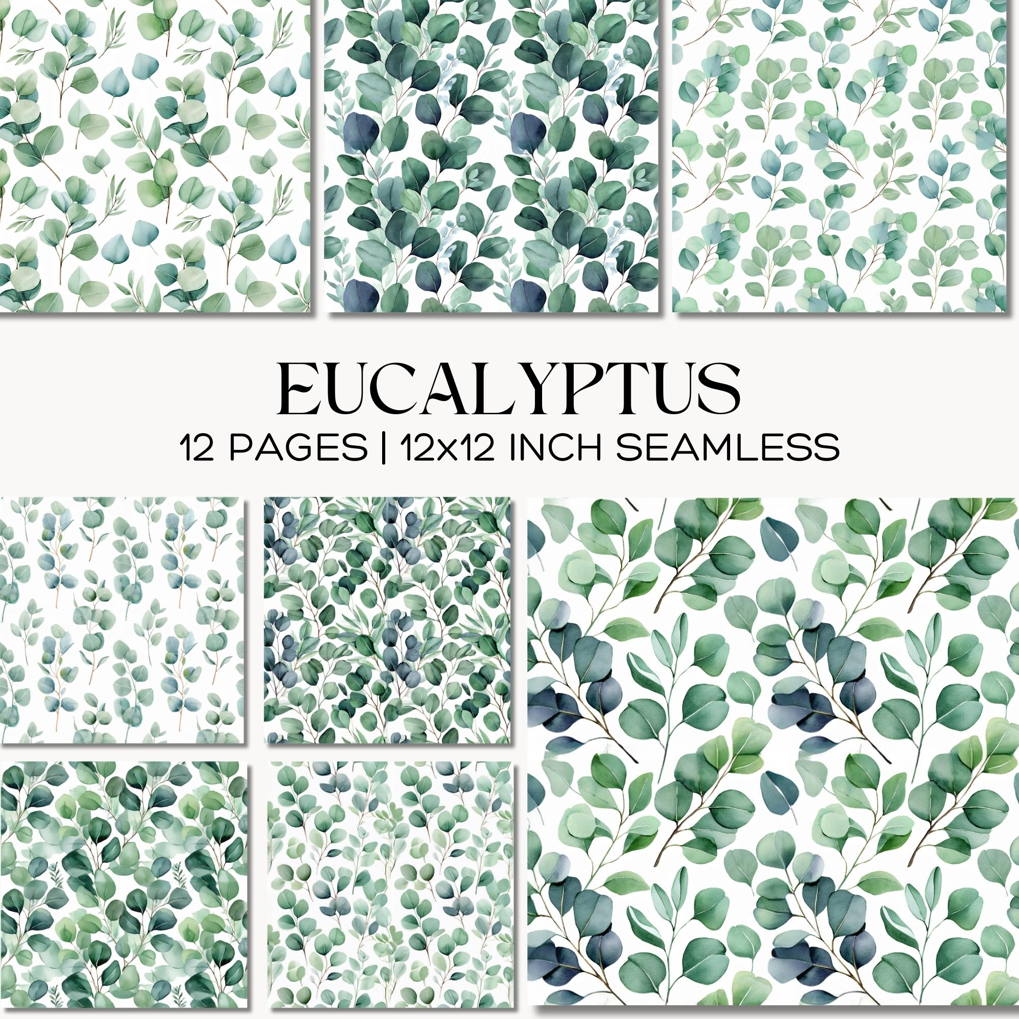 Eucalyptus Watercolor Digital Paper, Botanical Greenery Seamless ...