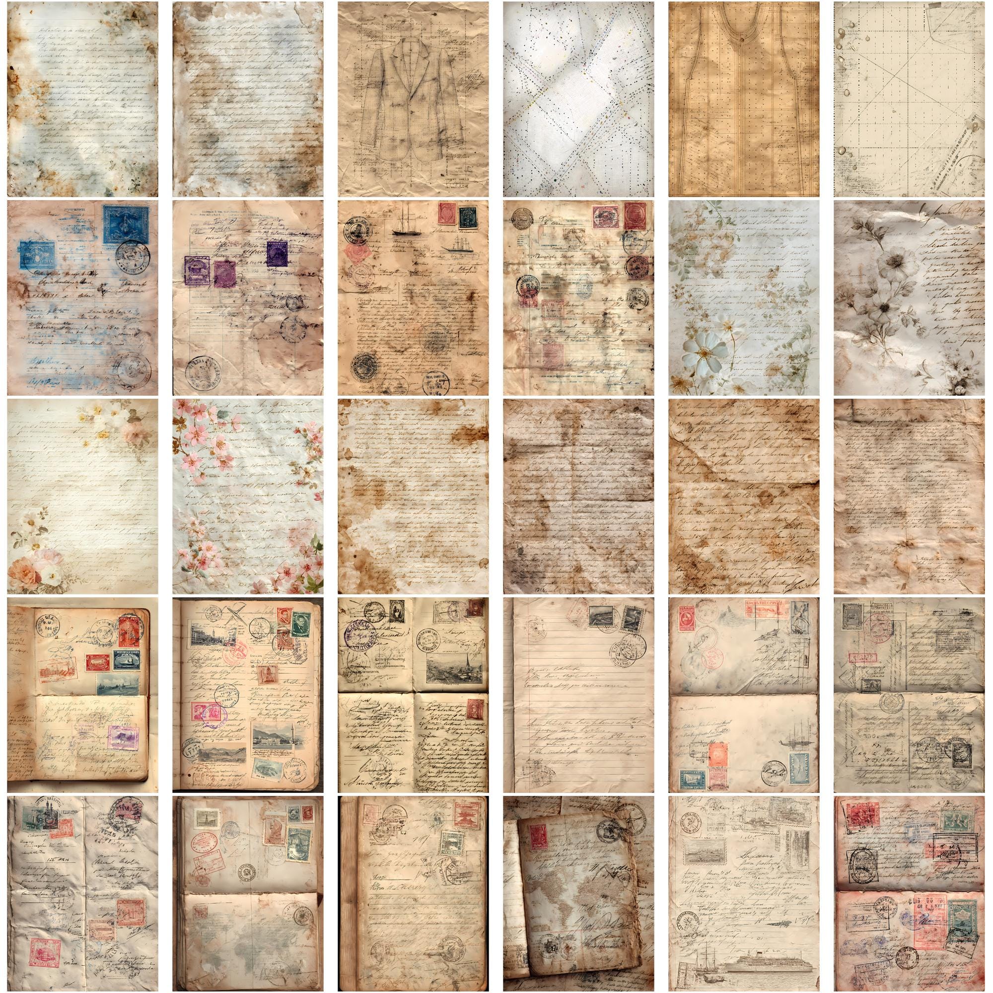 Aged Paper Archive Master Collection, Vintage Ephemera Junk Journal ...