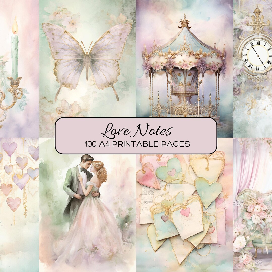 Big Bundle Shabby Chic Love Notes, Valentines Junk Journal Paper ...