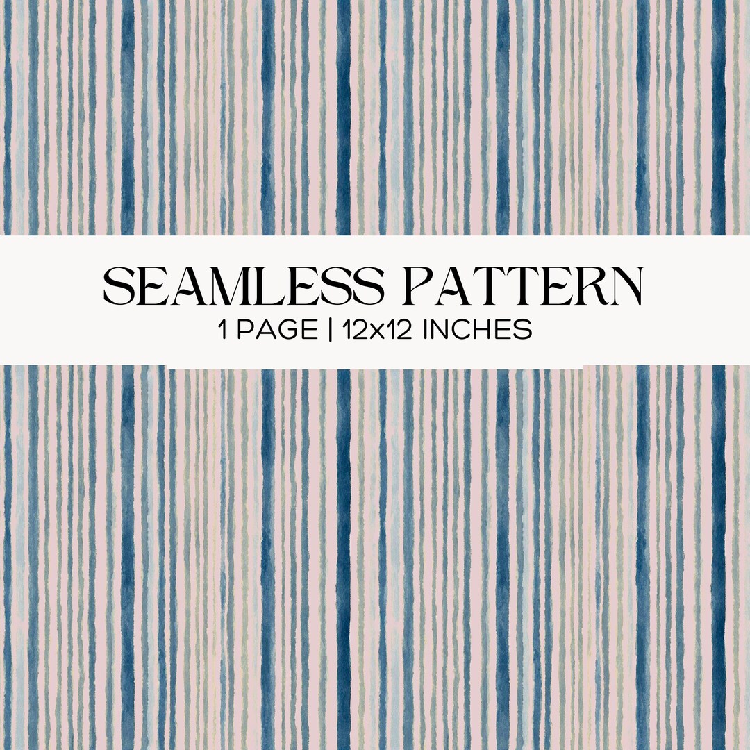 Blue Stripe Seamless Pattern, Coastal Nursery Fabric Design, Scrapbook ...