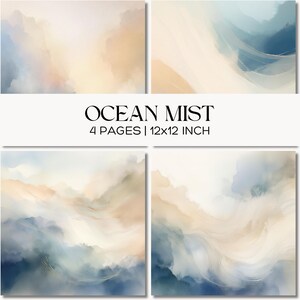 Oceaanaquareltexturen, zeeblauw, groenblauw en zandbeige kustkustachtergronden, digitaal papier