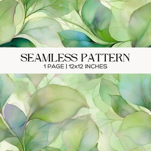 Modèle sans couture de feuilles vertes, papier numérique botanique éthéré, arrière-plan doux feuillage aquarelle pour tissu et scrapbooking