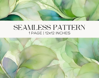 Grüne Blätter Musterdesign, ätherisches botanisches digitales Papier, weicher Aquarell-Laubhintergrund für Stoff und Scrapbooking