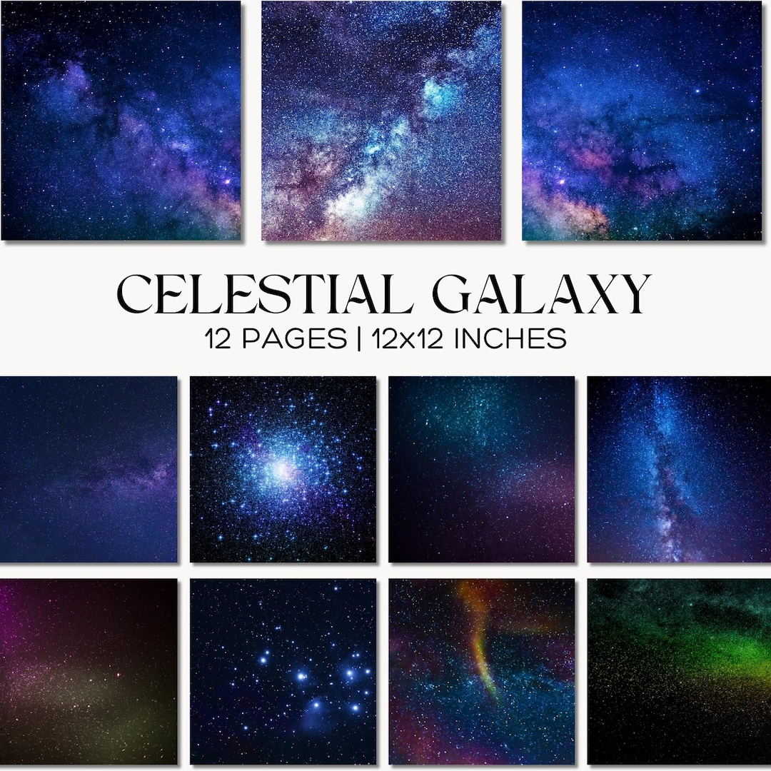 Celestial Galaxy Digital Paper Pack, Starry Night Sky, Cosmic Scrapbook ...
