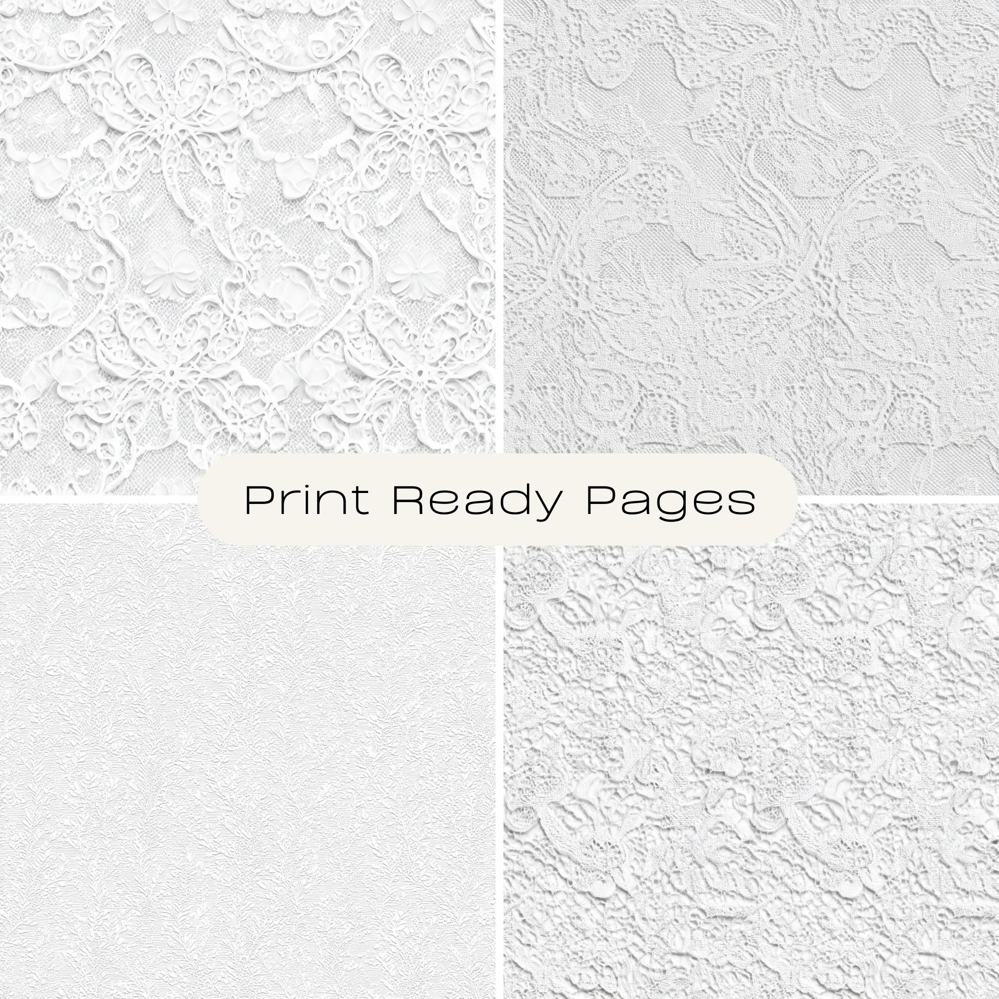White Lace Digital Paper Pack, Seamless Bridal Patterns, Junk Journal ...