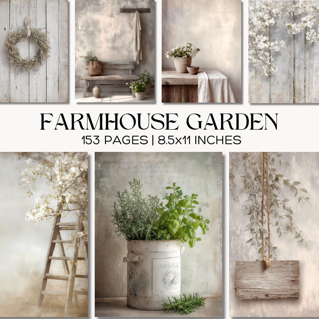 Farmhouse Garden Junk Journal Pages, Botanical Printable Paper Pack ...