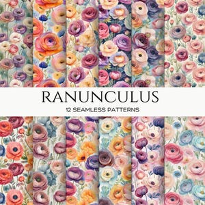 Motifs Sans Couture De Renoncules, Papiers Numériques Aquarelles, Travaux Manuels De Scrapbooking, Papiers Cadeaux DIY, Faire-parts, Conception De Motifs De Surface De Renoncules