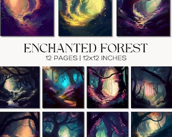 Enchanted Forest Pathways Clipart, Magical Woodland Light Scenes (Instant Download)