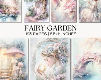 Digitale papierset Enchanted Forest Fantasy, Fairy Garden Junk Journal Kit, Pastel Cottagecore Ephemera