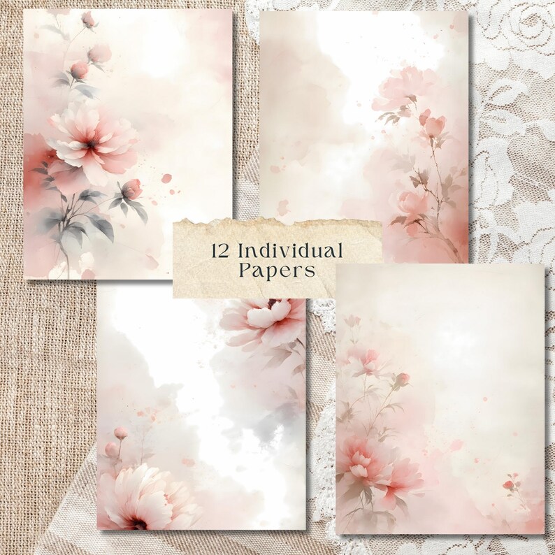 Watercolor Peony Digital Paper, Blush Pink Floral Scrapbook Backgrounds ...